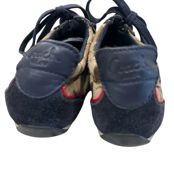 COACH Devin Signature Logo Shoes Sneakers Navy Khaki sz 8.5 Women's - Picture 6 of 8